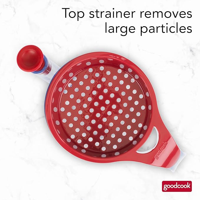 GoodCook Everyday Fat Separator for Cooking, 2-Cup Heat-Resistant Separator with Pour Spout, Bottom Release Fat Separator for BBQ and Gravy, Strainer and Silicone Stopper for Mess-Free Use
