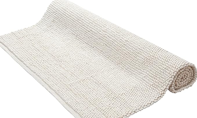 Savi Home Handwoven Wool Cotton Blend Area Rug 5x8', Textured Popcorn Braided Ivory Rug, Soft Thick Farmhouse Contemporary Living Room Carpet, Neutral Modern Decorative Floor Rug