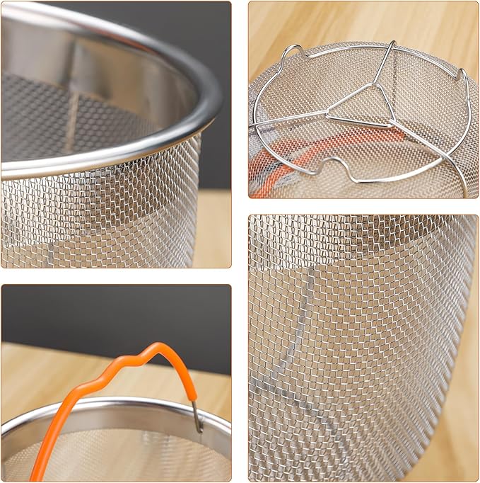 Steamer Basket for Instant Pot Accessories 6 & 8 Qt - Stainless Steel Mesh Strainer Insert - Vegetable Steamer for Cooking Broccoli, Eggs, Pasta - Fits All Pressure Cooker Pots - Silver
