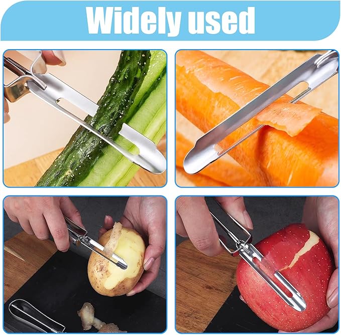 2 Pcs Stainless Steel Vegetable Peelers, Kitchen Potato Carrot Peelers with Ergonomic Handle for Safety and Control, Dishwasher Safe, Sharp, Rust-Resistant for Easy Peeling
