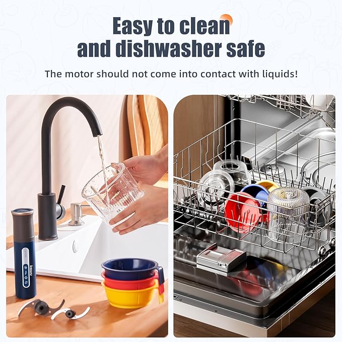 Kawu Electric Meat Grinder, Portable Food Vegetable Chopper with 1 Glass Bowl & Small Bowls, USB Rechargeable Mini Food Processor with Stainless Steel Blades, Meat Chopper Cutter for Home and Kitchen