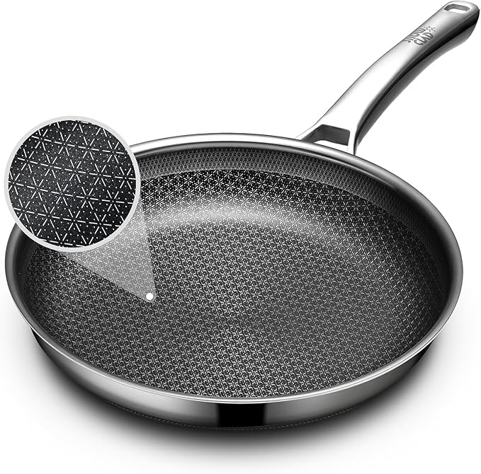 OATOFP Non Stick Frying Pans 12 inch, Hybrid Frying Skillets Nonstick,non stick Stainless Steel Pans, Dishwasher and Oven-Safe Chef Pan, Induction Compatible Cooking Pan, PFOA Free Cookware