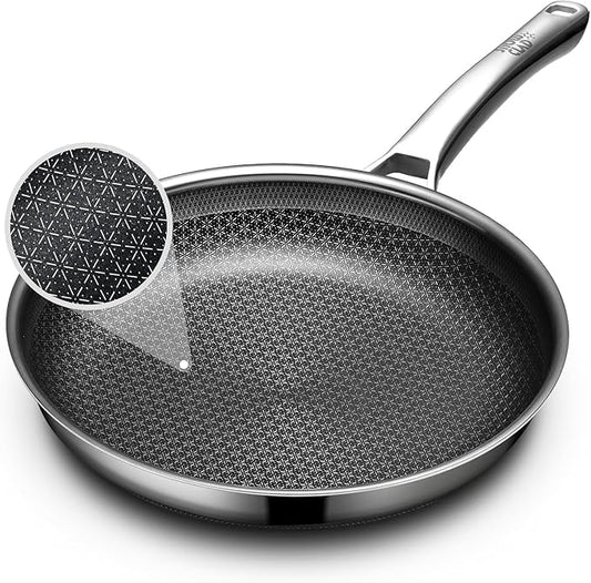 OATOFP Non Stick Frying Pans 12 inch, Hybrid Frying Skillets Nonstick,non stick Stainless Steel Pans, Dishwasher and Oven-Safe Chef Pan, Induction Compatible Cooking Pan, PFOA Free Cookware