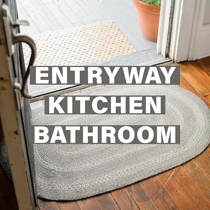 Homespice Grey Cloud Jute Braided Rug Runners 22x72 - Gray Farmhouse Kitchen Runner Rug