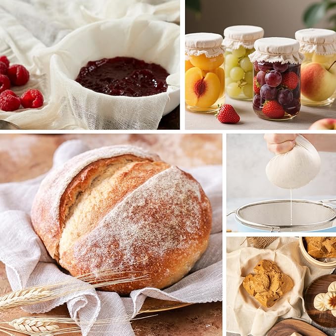 15 PCS Cheese Cloths for Straining, 20x20 Inch, Organic Cotton Cheese Cloths Unbleached, Cheesecloth Reusable With Hemmed Edge for Straining Liquid, Cheese Making,Juicing,Baking and Cooking.