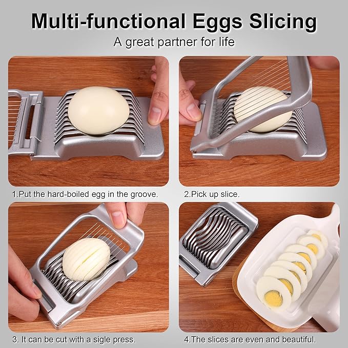 Egg Slicer for Hard Boiled Eggs,Egg Cutter Strawberry Slicer Tomato Slicers for Home Use (Red)