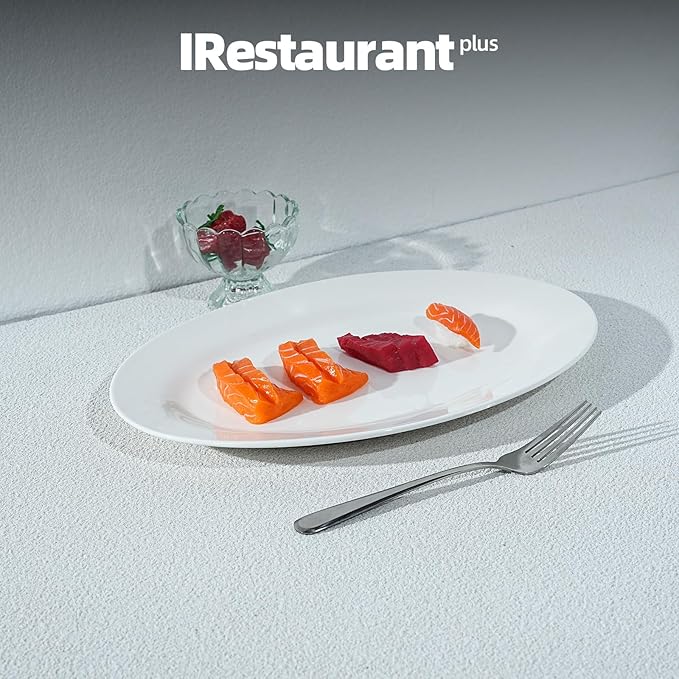 Wide Rim Bone China Commercial Grade Restaurant Plate, Elegance White Oval Platter 14" x 9.5", Case of 6