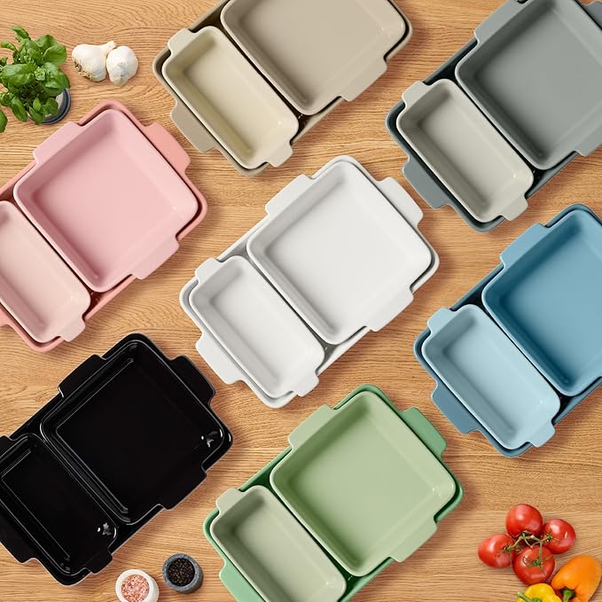Best Choice Products 3-Piece Ceramic Bakeware Set, Stoneware Baking Dishes, Porcelain Casserole Bakeware Dishes, Serving Dishes - 9x12 Casserole, Loaf Pan, 8x8 Baking Dish - Cornflower Blue