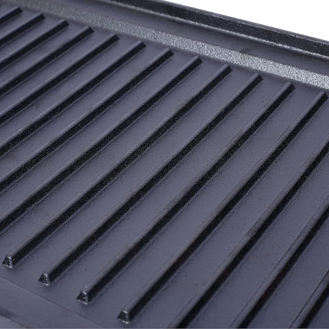 Pre-Seasoned Cast Iron Reversible Grill/Griddle – 20" x 10" Rectangular Dual-Sided Cookware for Stovetop, Oven, Grill & Campfire – Heavy Duty Iron with Ergonomic Handles, Oven Safe up to 500°F