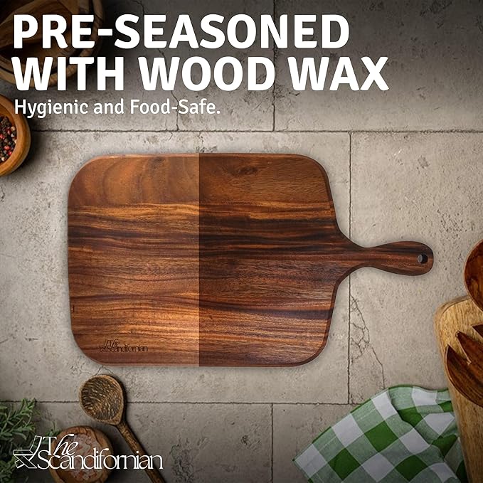 Walnut Wood Cutting Board | Jumbo Extra Large Size 26" x 16", Paddle Shape with Handle | Premium Elegant Handcrafted Walnut Cutting Board | Perfect for Entertaining