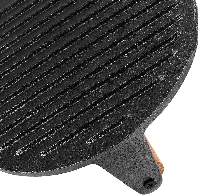 2 Pack 7 Inch Black Cast Iron Grill Press, Round Heavy Weight Bacon Press with Wooden Handle, Steak Weights for Grill Burgers Bacon Bread