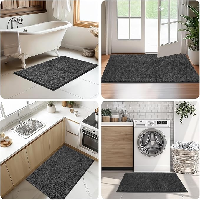 Washable Kitchen Rug 24" x 70" Rectangular, Non Slip Absorbent Indoor Entryway Runner Rug for Floor, Laundry, Bathroom, Bedroom (Roll Packing)