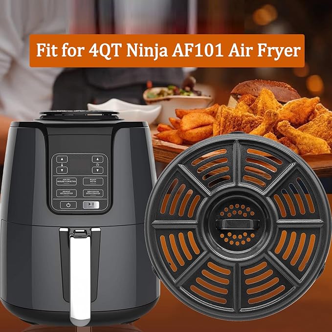 QLRGNE 4QT Air Fryer Grill Pan for Ninja AF101 4 Quart Air Fryers, Upgraded Air Fryer Grill Plate Crisping Tray Plate Rack Insert Grate Grid Shelf for Ninja Air Fryer, Nonstick, Dishwasher Safe