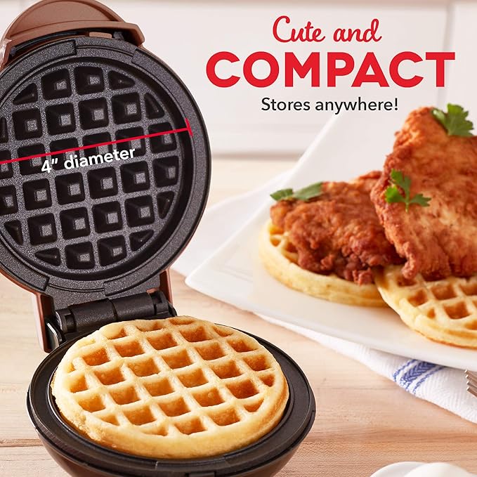 Dash Mini Waffle Maker- Electric Waffle Maker for Fun Breakfasts - Dual Nonstick Cooking Surface - Enjoy Fun, Family-Friendly Treats - Orange Leopard