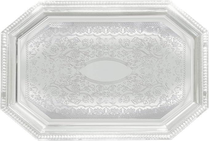 Winco Octagonal Tray, 14 by 20-Inch, Chrome