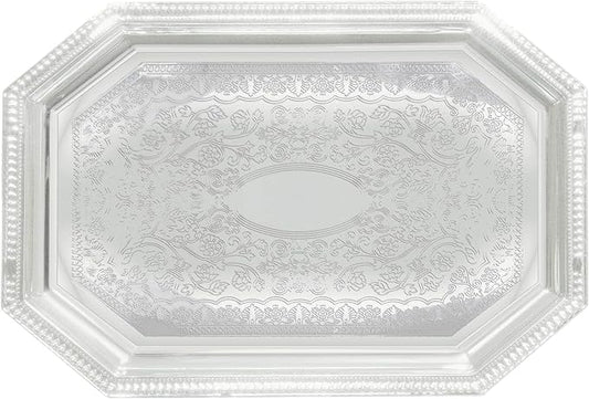 Winco Octagonal Tray, 14 by 20-Inch, Chrome