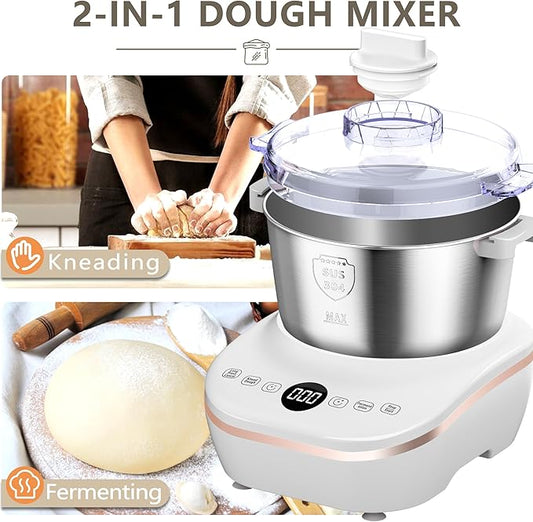 AIZIYO DoughChief, 7.4QT Dough Maker, Dough Mixer with Ferment Function, 304 Stainless Steel Bowl, Removeable lid, Touch Panel Control, Electric Dough Proofing Box for Pizza & Bread