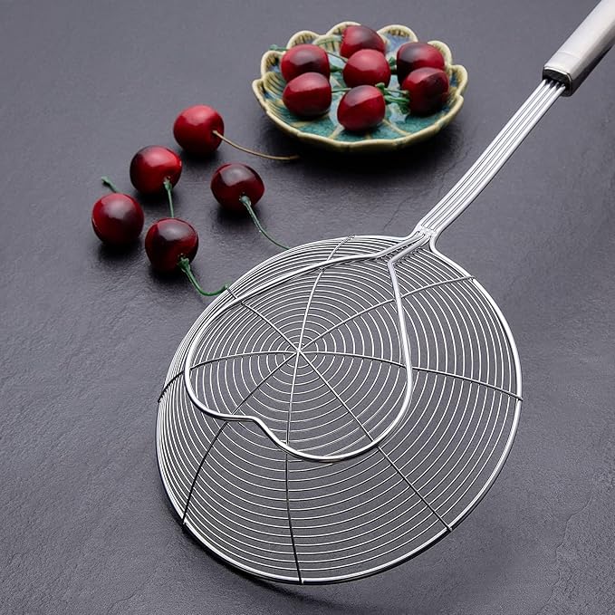 5.5 Inches Strainer Skimmer Spoon for Cooking and Frying, Strainer with Handle Stainless Steel Kitchen Utensils Fryer Scoop Spoon