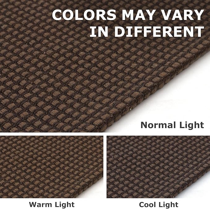 IOHOUZE Washable Runner Rug 2.6x12 Non Slip Rubber Backed Extra Long Hallway Runner Entryway Runner Indoor, Kitchen Rugs Woven Cotton Floor Carpet for Hall Entrance Stair, Brown
