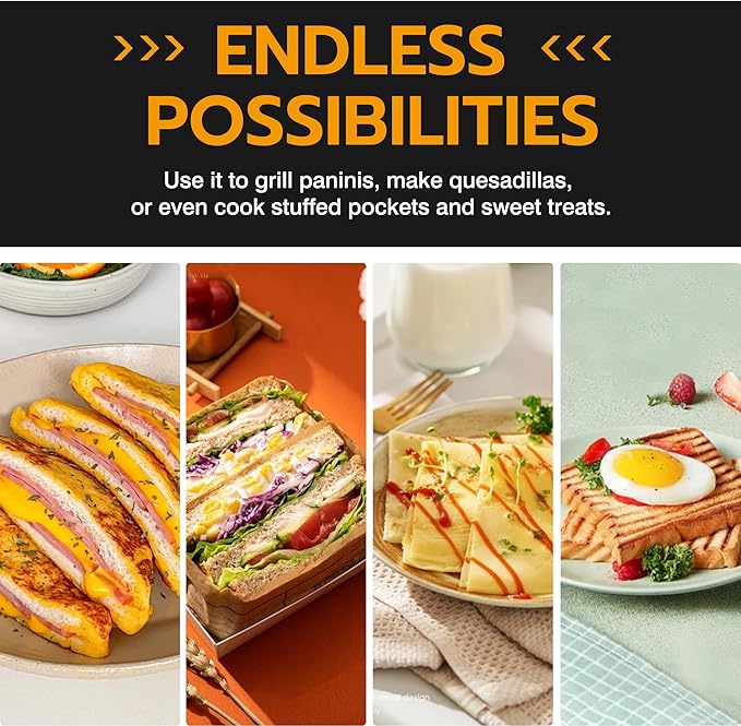 Electric Double-Sided Non-Stick Sandwich Maker, Mini Square Grill Pan for Toasted Sandwiches, Grilled Cheese, Pancakes, Omelets - Essential Kitchen Gadget for Home Cooking