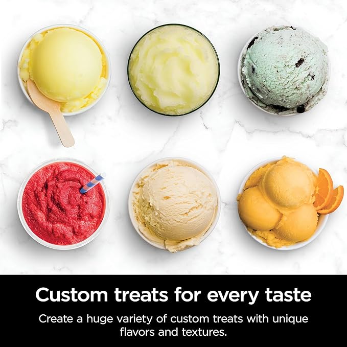 Ninja NC501 CREAMi Deluxe 11-in-1 Ice Cream & Frozen Treat Maker with 2 XL Family Size Pint Containers, Black (Renewed)