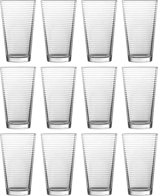 Fortessa Basics Arcade Everyday 12 Pack Set Glassware Kitchen and Barware Great for: Beer, Cocktails, Water, Juice, Iced Tea, Soft Drinks., Pint/Mixing Glass, 16 Ounce