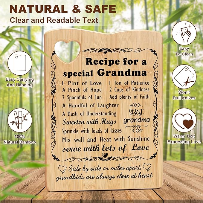 YUEYUQIU Gifts for Grandma from Grandkids, Birthday Gifts for Grandma from Grandchildren Granddaughter, Grandma Cutting Board Set Present, Ideal Mothers Day Christmas Gifts for Grandmother