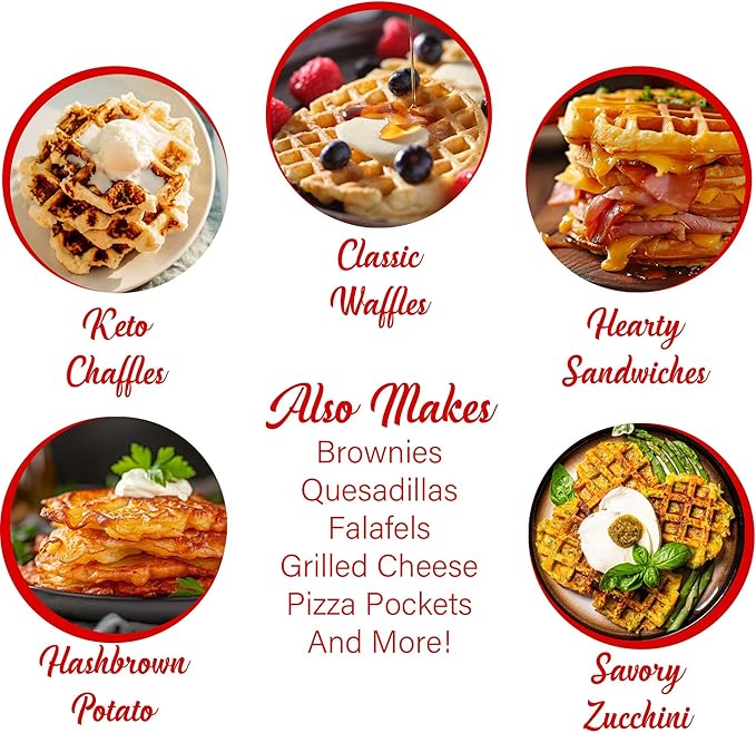 Brentwood 5” Non-Stick Mini Maker for Waffles, Keto Chaffles, Hash Browns, and More (Blue)