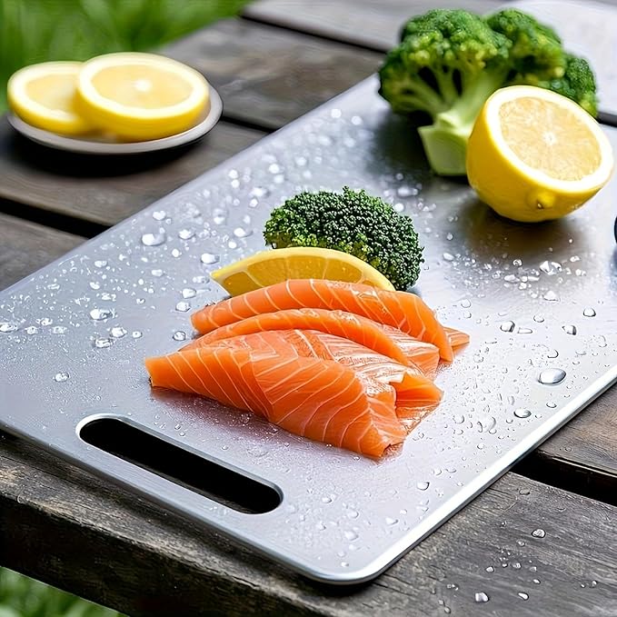 4Pack Titanium Cutting Board Set – Pure Titanium Double-Sided Cutting Boards for Kitchen, Stainless Steel Chopping Boards for Meat, Vegetables, Fruits – Durable, Easy to Clean – 4 Sizes