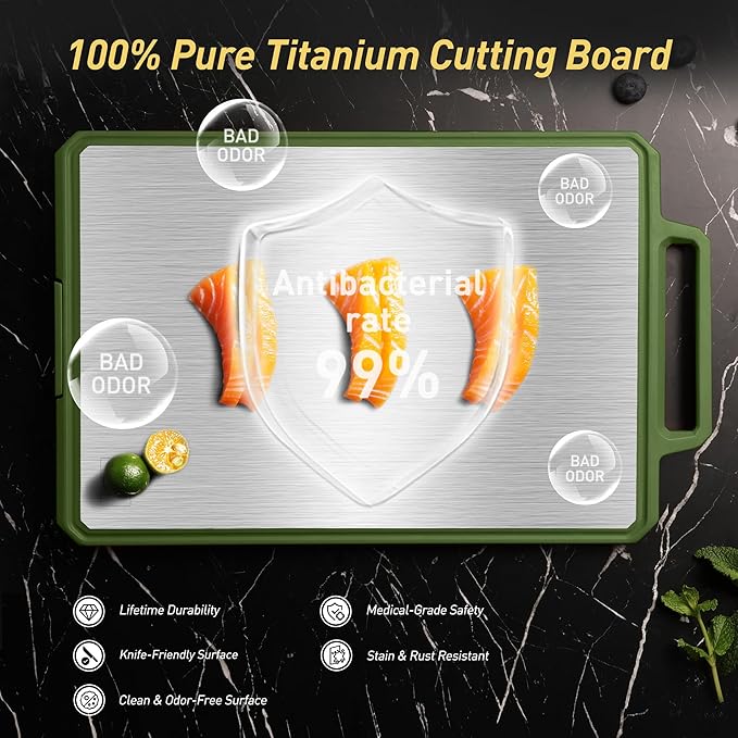 2 Packs Pure Titanium Cutting Boards for Kitchen Chopping Board Butcher Block 2 in 1 Titanium PP Great Grandma Christmas Xmas Birthday Gifts Ideas Grandmother Gigi Granny Nana Glamma
