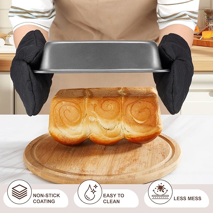 Funnydin 12PCS Nonstick Baking Pans Set - Stackable Bakeware Sets with Wider Grip, Carbon Steel Baking Set Including Cookie Sheets for Baking, Muffin Pan, Loaf Pan, Cake pan, Roasting Pan, Oven Mitts