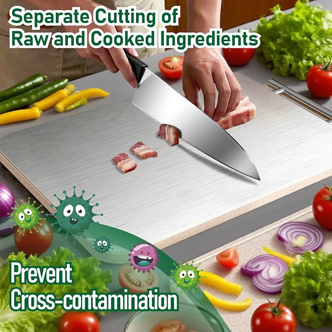 Titanium Cutting Board for Kitchen - 100% Pure Food Grade Double Sided Chopping Board, Titanium & Wheat Straw PP, Dishwasher Safe Easy to Clean - Large 15”×10”