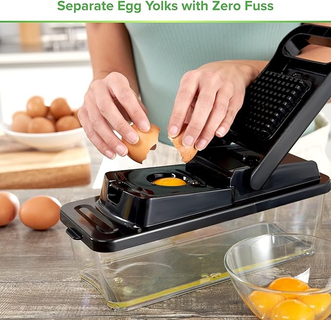 PrepNaturals Vegetable Chopper with Container, Veggie Chopper, Food Chopper & Onion Chopper - Mandoline Slicer for Kitchen (12 in 1, Black)