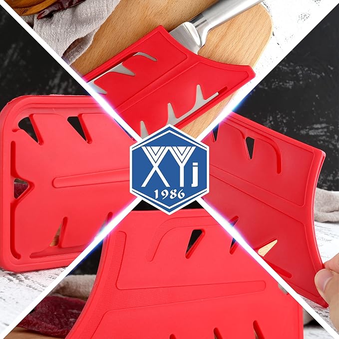 XYJ 2pcs/set Safety Knife Covers Sleeves Knives Edge Guard, Universal Knife Sheath, Cleaver, Chopping Knife Case Blade Guards Protector Red Kitchen Knife Cover Sleeve (For 7" Chopping Knife)