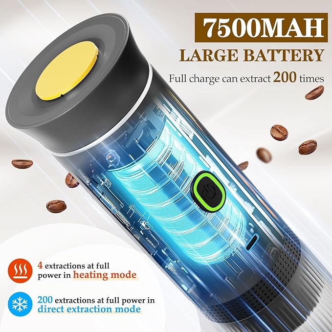 Lmozim Portable Coffee Maker, Espresso Machine for camping, Travel Coffee Maker with USB-C, 3-in-1 Small Espresso Machine with Ground Coffee & Capsules (NS＆DG) for RV, Hiking, Office(Grey)
