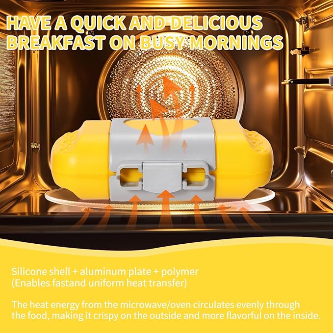 Microwave Toastie Sandwich Maker, Nonstick Plate Microwave Panini Grilled Cheese Maker, Versatile Wireless Small Toaster Hot Dog, Dishwasher Safe, Fast Cooking for Breakfast, Snacks， Yellow