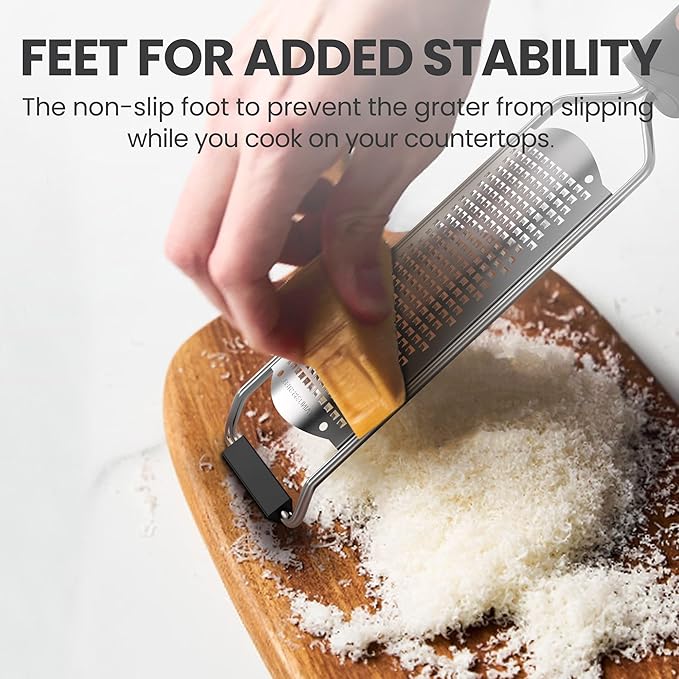 Stainless Steel Cheese Grater with Handle Lemon Citrus Zester Tool Graters for Kitchen, Width 2.5 Inch (Red)