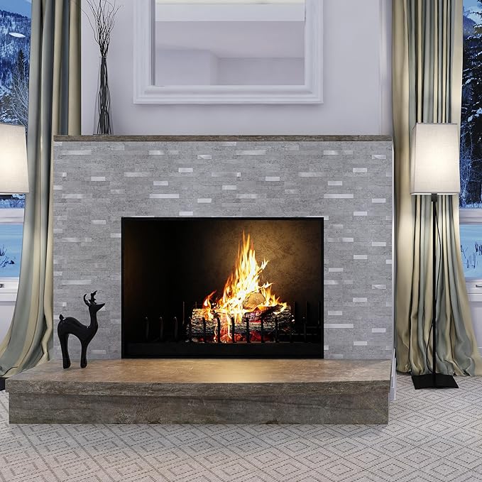 20 Sheets Peel and Stick Backsplash for Kitchen, Slate Gray with Metal Silver Look Stick on Tile Upgrade Your Kitchen Backsplash, RV, Fireplace