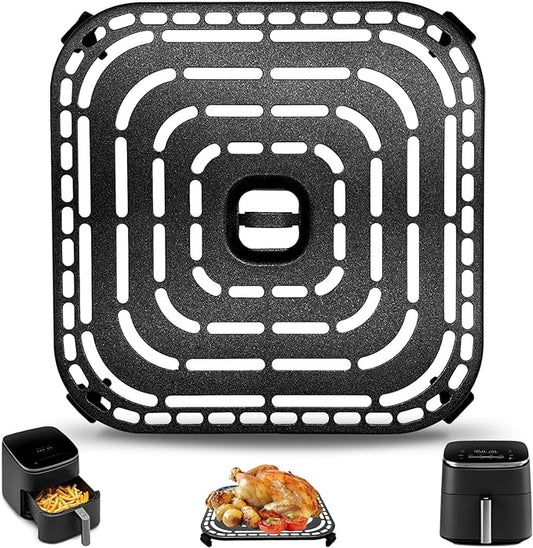 Air Fryer Grill Pan for COSORI Air Fryer TurboBlaze 6 Qt, Non-Stick 8.9’’*8.9’’Square Air Fryer Rack Replacement Parts Accessories Grill Plate Crisper Plate Tray with Rubber Bumpers, Dishwasher Safe