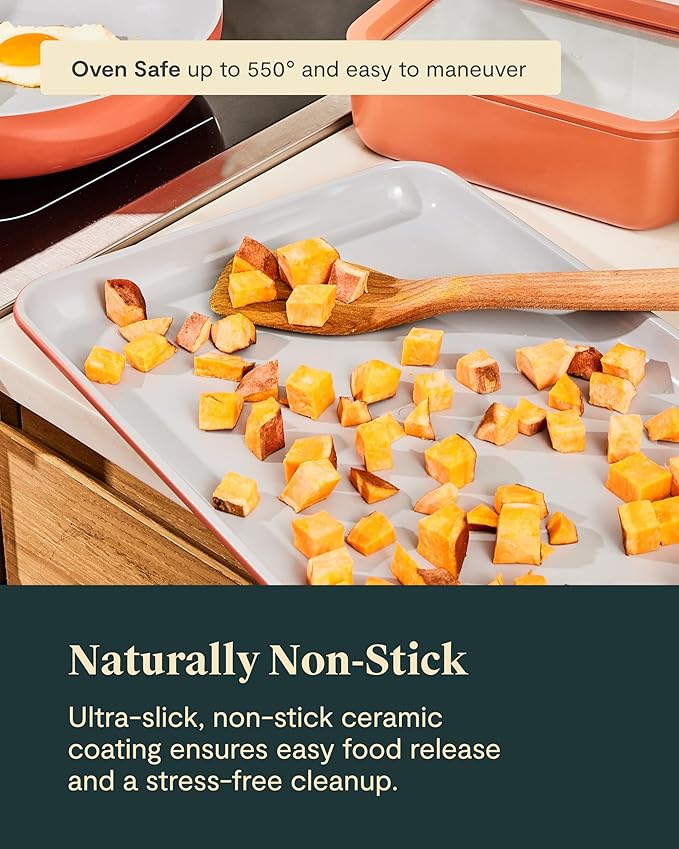 Caraway Non-Stick Ceramic Baking Sheet - Naturally Slick Ceramic Coating - Non-Toxic, PTFE & PFOA Free - Perfect for Baking, Roasting, and More - Medium (15" x 10") - Sage