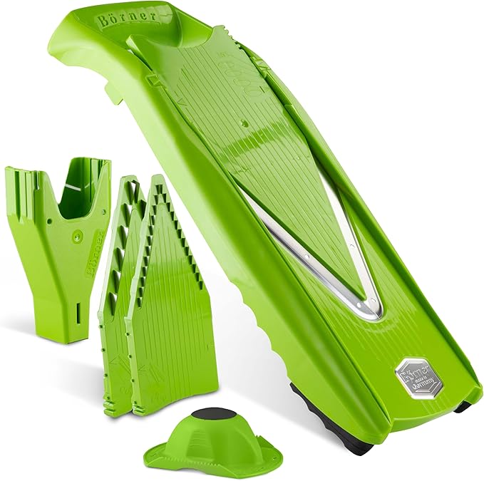 Mandoline Food Slicer Börner V5 (Starter Set) by Reston Lloyd • V-Slicer with Food Holder • Made in Germany • Fruit & Vegetable Chopper • Multiple Settings • Color: Lime