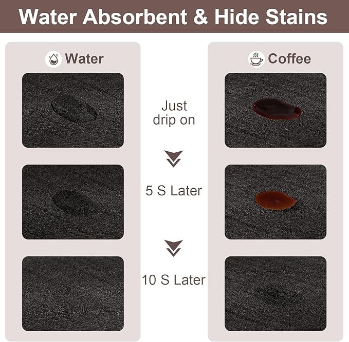 Absorbent Coffee Mat, Fashion Dish Drying Mat for Kitchen Counter Coffee Bar Accessories Espresso Machine Dish Rack 12" x 20" Black