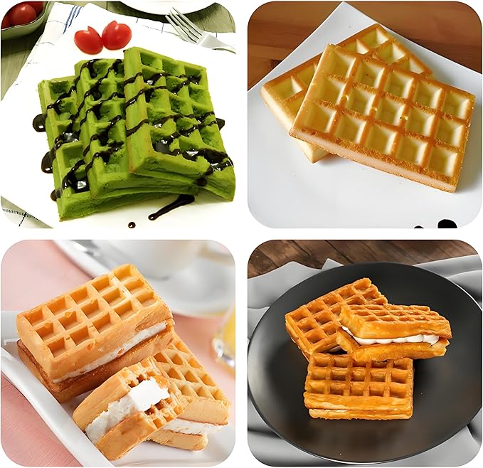 Waffle Mold, Gasusen 3PCS Rectangle and Heart Shaped Silicone Waffle Mold Set, Large Waffle Maker Baking Tray Pan Molds for DIY Waffle Cake Candy Chocolate Making