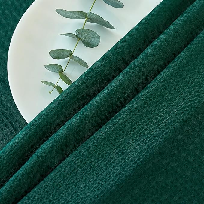 maxmill Rectangle Christmas Tablecloth Weaved Texture Waterproof Spillproof Wrinkle Free Table Cloth, Kitchen Dining Room Decoration, Holiday Party, Banquet Event Dinner, 52 x 70 Inch, Hunter Green