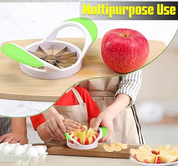 ARSUK Apple Slicer Corer Cutter (12 Blades) Non Slip Soft Handles, Stainless Steel Blades, Dishwasher Safe Kitchen Tool & Gadget, Thin Slice Apple Wedger