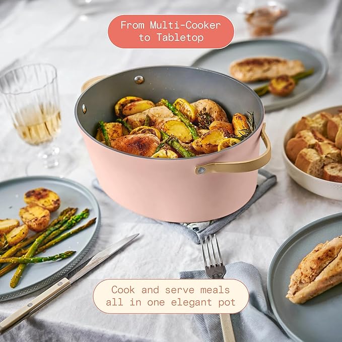 Beautiful 10-in-1, 6-Qt Electric Multi-Cooker | Programmable Touch Display | 7 Presets up to 400 °F | Sear Slow-Cook Steam Rice Warm | Oven-Safe Pot & Lid (Rose)