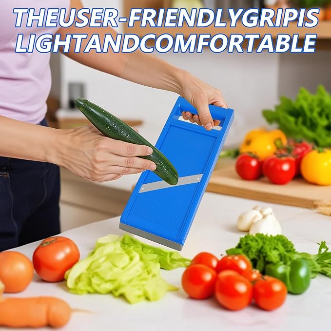Vegetable Slicer Handheld,Portable Handheld Slicer with Stainless Steel Blade, Mini Mandoline Slicers for Vegetables, Fruits, Potatoes, Cheese, Carrots, Quick Uniform Slice,Blue