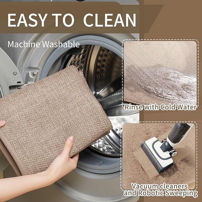 Kitchen mats for Floor, Water and Oil Absorbent Runner Rugs for Kitchen, Kitchen Mat in Front of Sink,Non-Slip and Washable Kitchen Rugs,Braided Quick Dry Kitchen Standing Mat 17x47 Brown