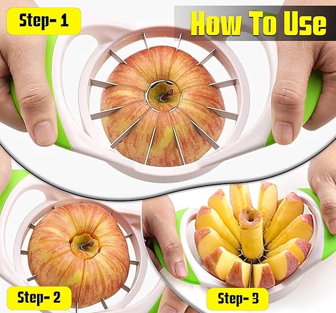 ARSUK Apple Slicer Corer Cutter (12 Blades) Non Slip Soft Handles, Stainless Steel Blades, Dishwasher Safe Kitchen Tool & Gadget, Thin Slice Apple Wedger