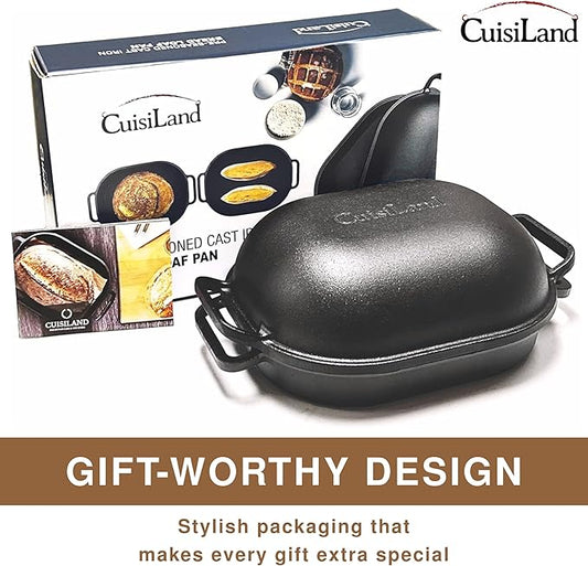 Cuisiland Large Heavy Duty Pre-seasoned Cast Iron Bread & Loaf Pan - A perfect way for baking